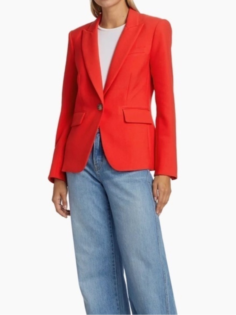 Veronica Beard Crepe Cutaway Dickey Jacket in Flame - Picture 3 of 8